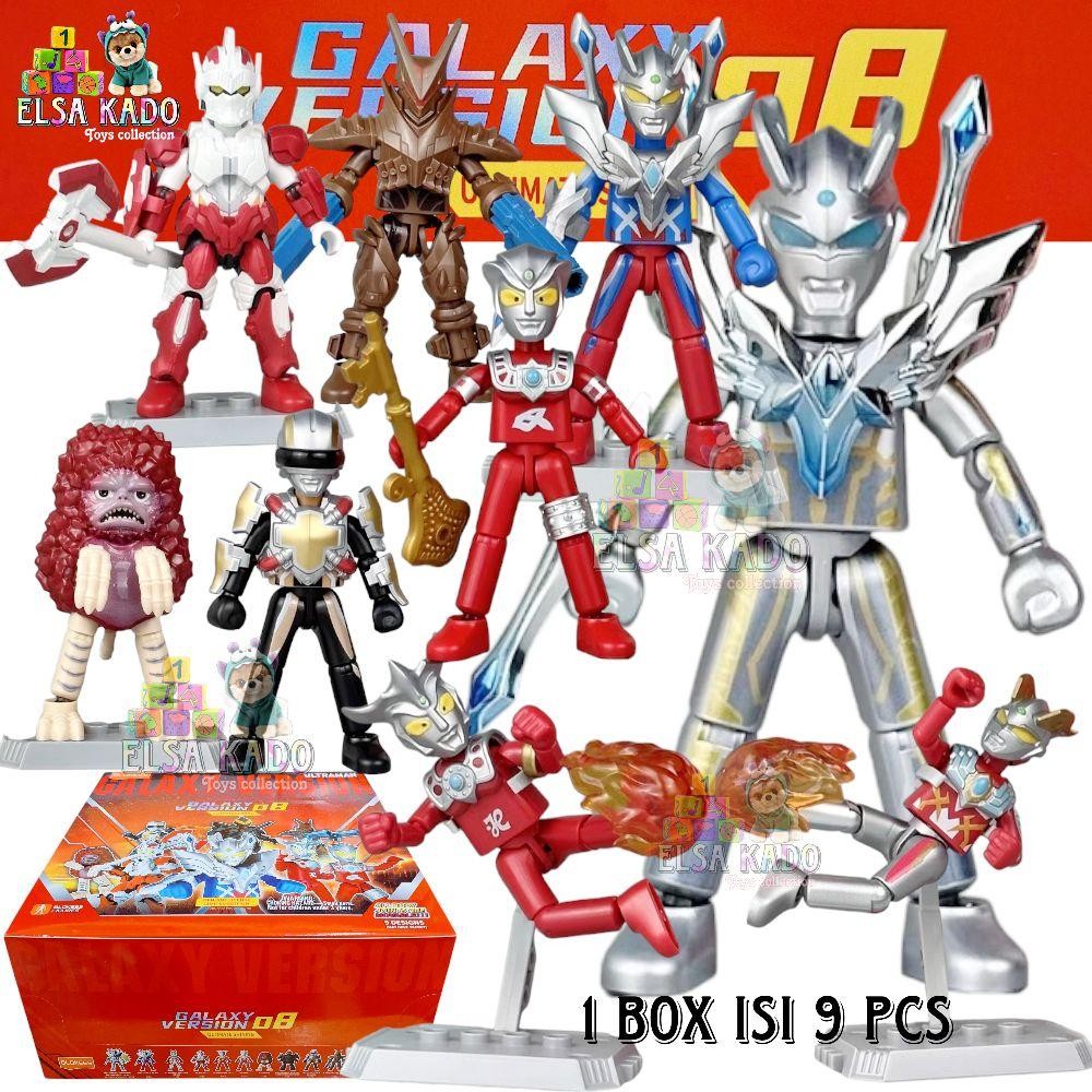 Blind Box 1 Kotak Isi 9 Pcs Segel Blokees Ultraman Galaxy Version 8 Ultimate Shining Volume GV Vol 8
