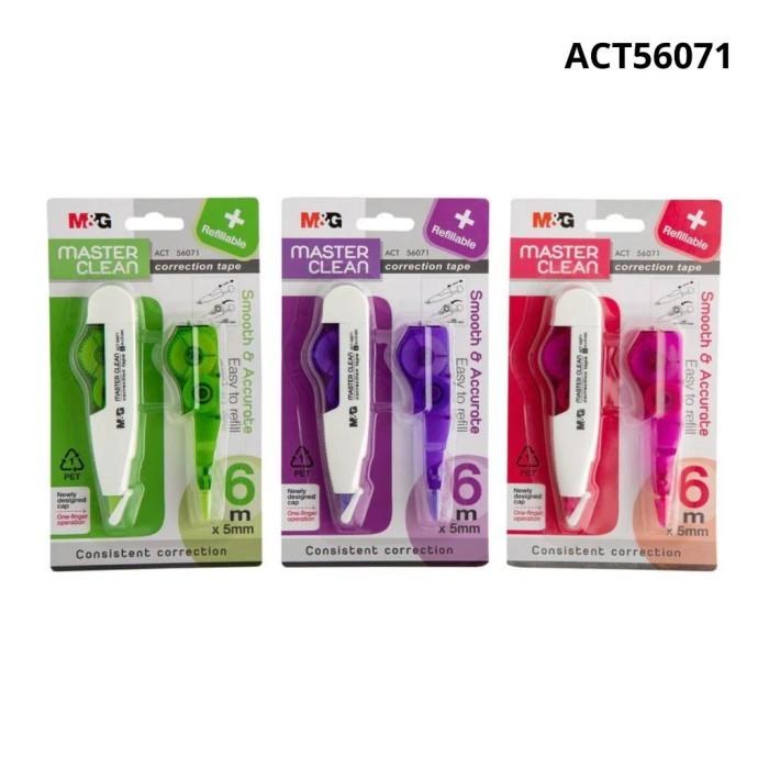 

Correction Tape M&G 6m x 5mm + Refil ACT56071 Tip Ex Kertas + Isi - ACT56071