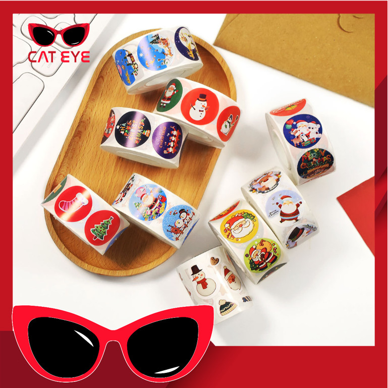 

PROMO - 6464 Stiker Label Kemasan Hampers / 500 PCS Cute Christmas Sticker / Packing Label Sticker Natal / 1 Roll 500 PCS Sticker