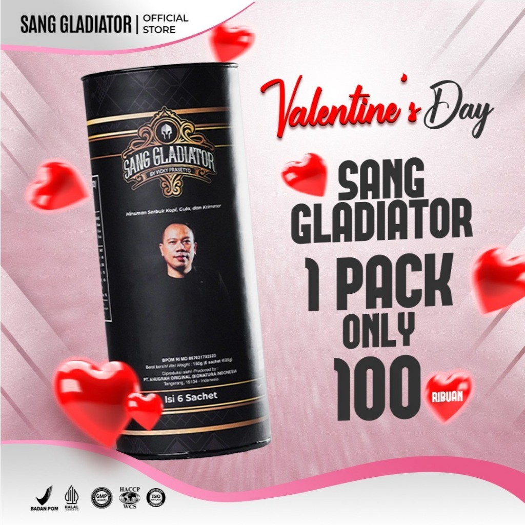 

Sang Gladiator Kopi Pria By Vicky Prasetyo | 1 Pack Isi 6 Sachet
