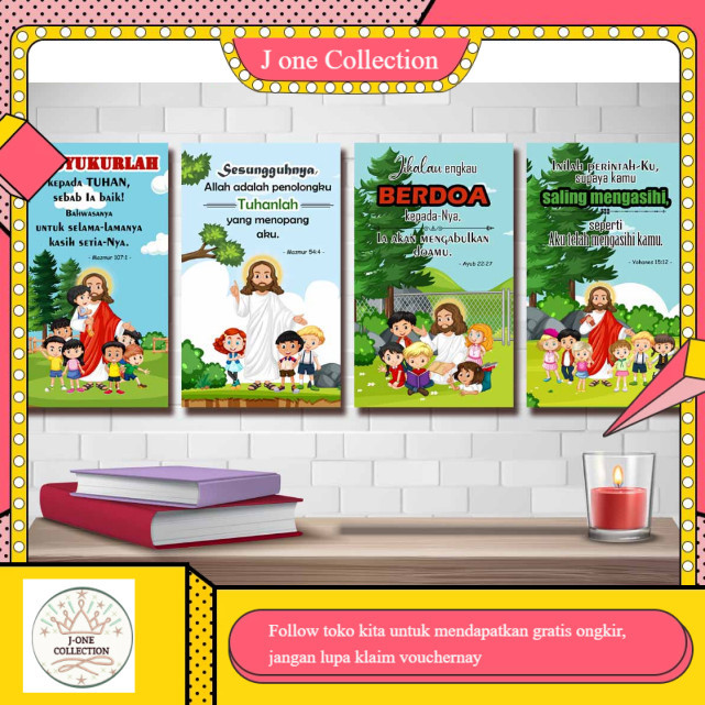 Hiasan Dinding Pajangan Dekorasi Ayat Alkitab Katolik Kristen Anak Bersyukur Berdoa