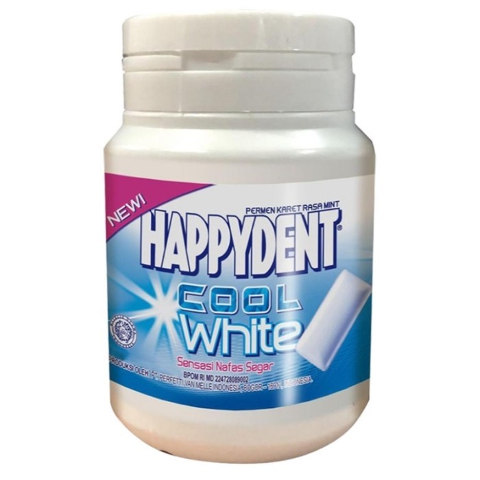 

Happydent permen karet Cool white botol besar 56g