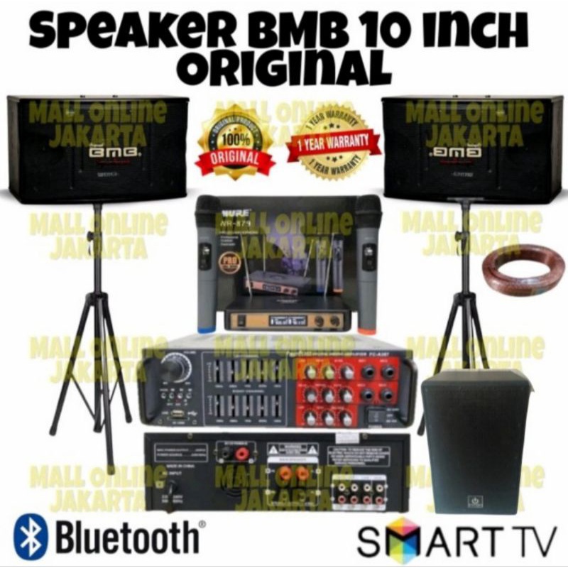 Karaoke Set Rumahan Paket Sound System BMB 10inch Original Subwoofer