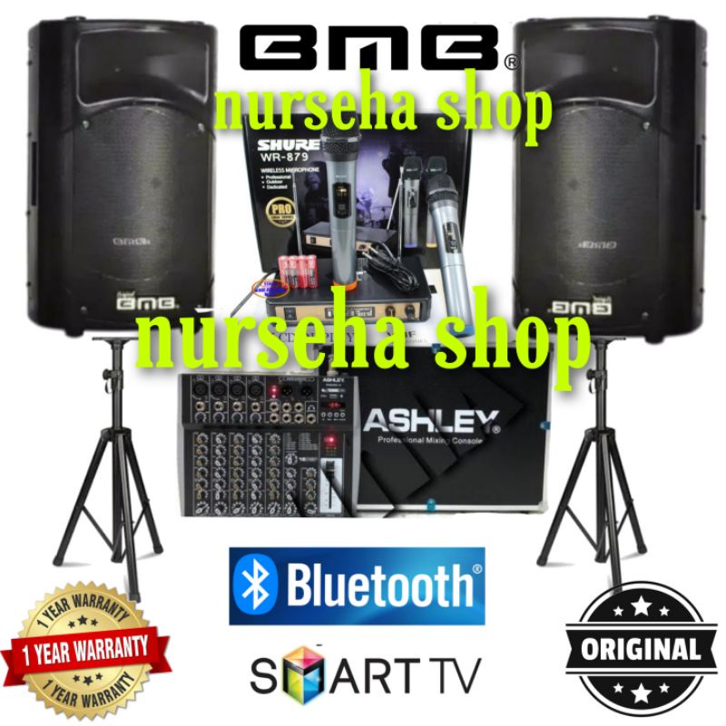 Paket Karaoke BMB 15 inch Original aktif speaker mixer Ashley