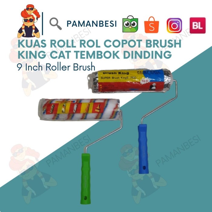 ✨Murah✨ -Kuas Roll Rol Copot Brush King Cat Tembok Dinding 9 Inch Roller Brush