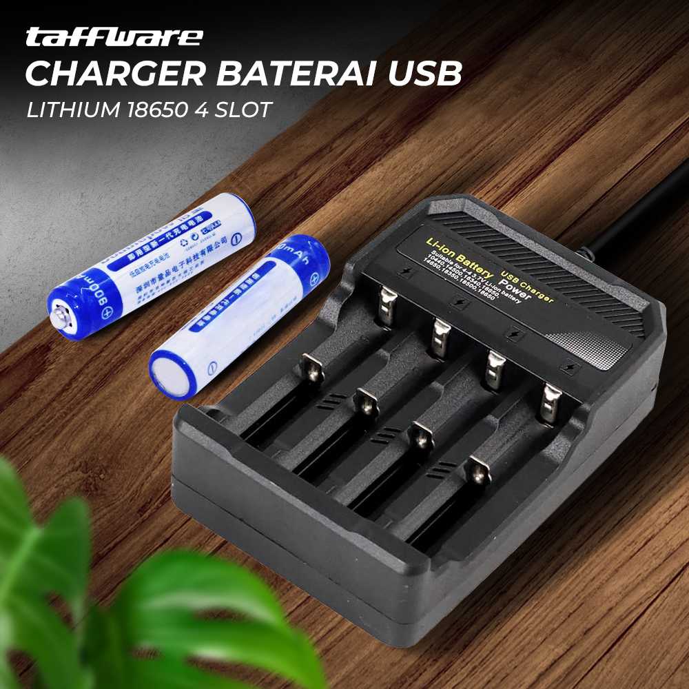 [COD] Taffware Charger Baterai USB Lithium 18650 4 Slot