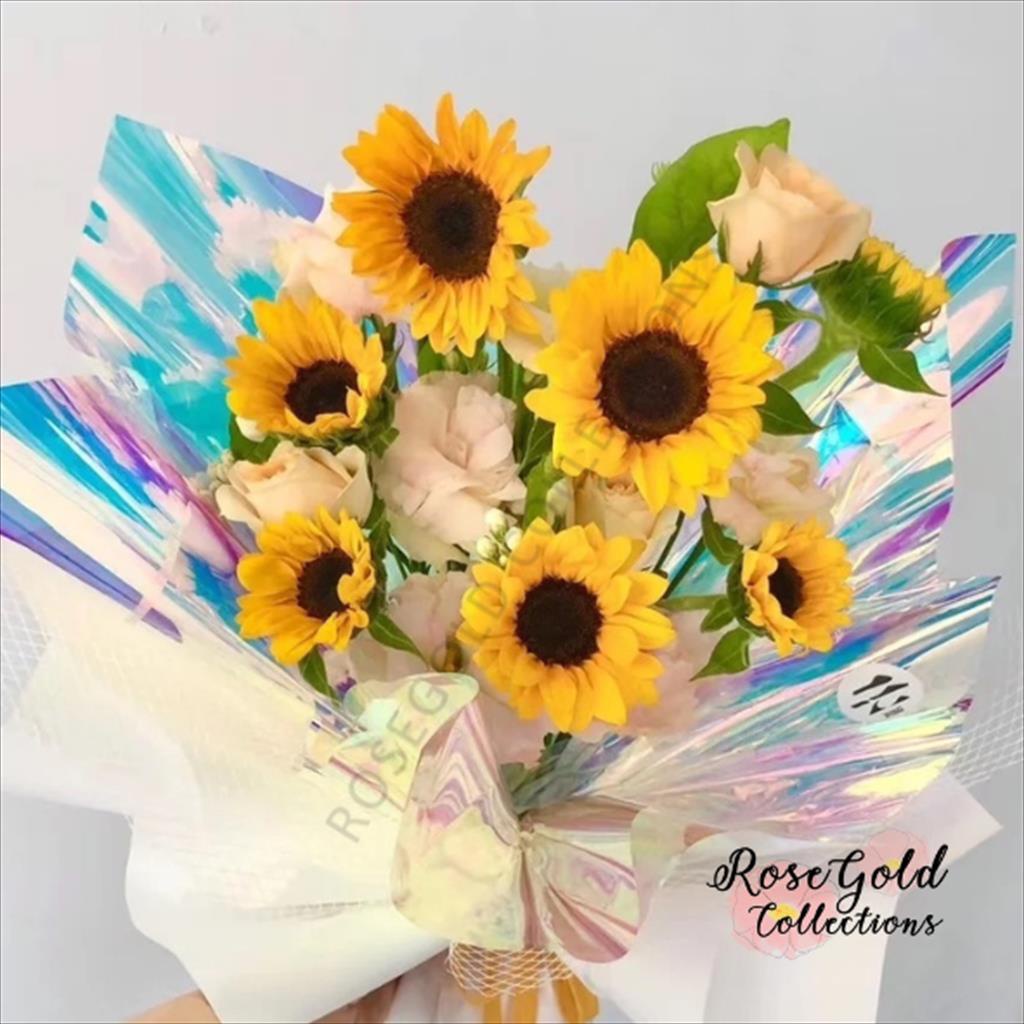 

[1 LEMBAR]HOLOGRAM TRANSPARENT CELLOPHANE Flower Wrapping Paper/Kertas