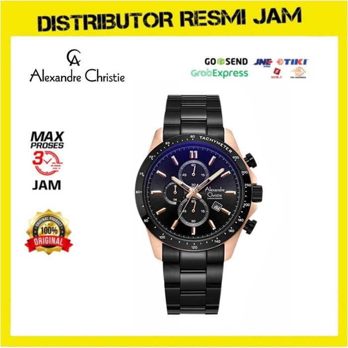 Jam Tangan Pria Alexandre Christie AC 6630 MC AC6630 Black Rosegold