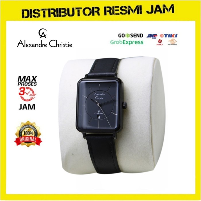 Jam Tangan Wanita Alexandre Christie AC 8662 AC8662 Full Black Leather