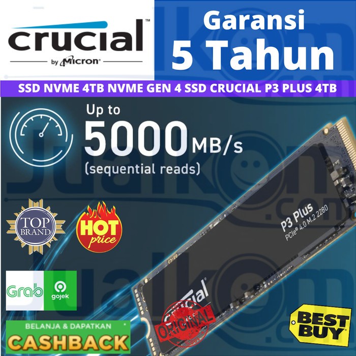 SSD NVME 1TB 2TB 4TB  NVME GEN 4 SSD CRUCIAL P3 PLUS 4TB