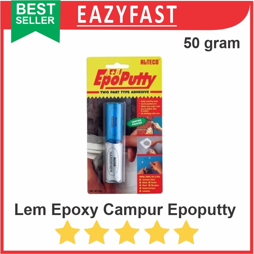 

Lem Epoxy Campur Alteco EpoPutty Epo Putty Dempul Besi Tambal 50g