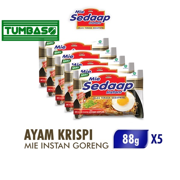 

Tumbaso Mie Sedaap Mie Instan Goreng Ayam Krispi 5 x 88 gr