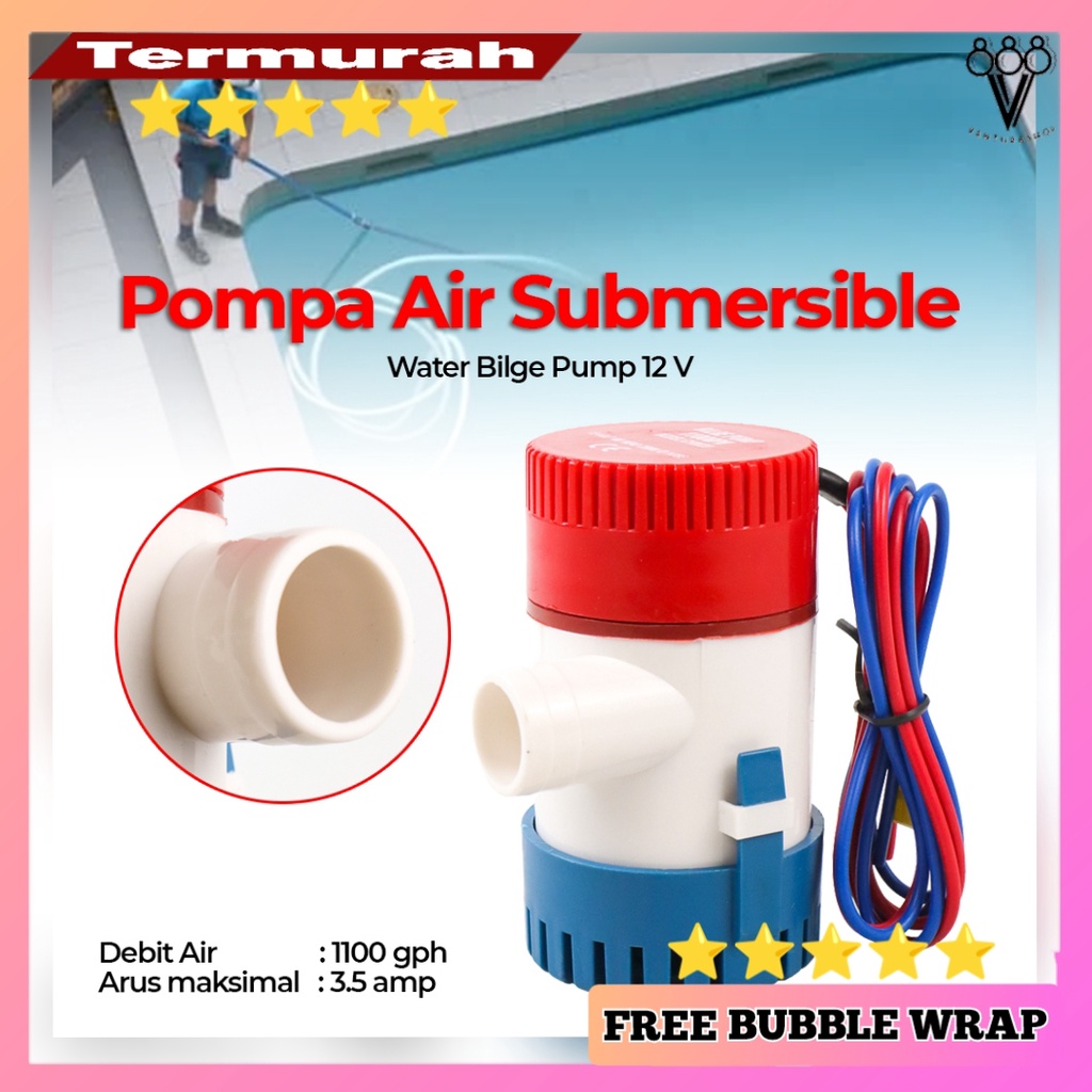 [VGS] Pompa Air Submersible Water Bilge Pump 12 V - CH8028 - White
