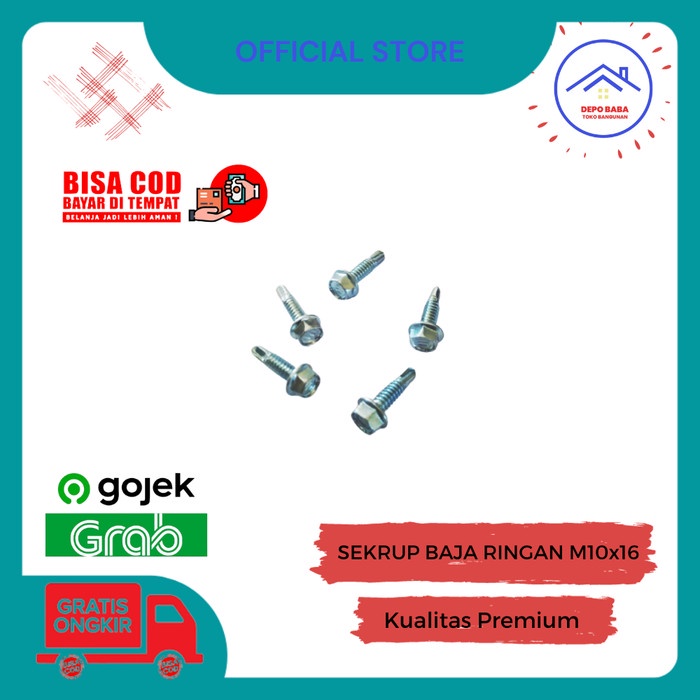 Sekrup Baja Ringan Kualitas Premium Skrup Ukuran 10x16 Turbofix