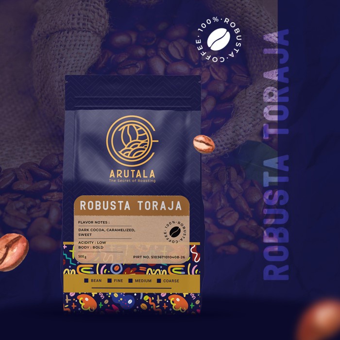 

✨PROMO✨ -ARUTALA Kopi Toraja Rantebua Robusta Coffee 500 Gram - Giling Halus