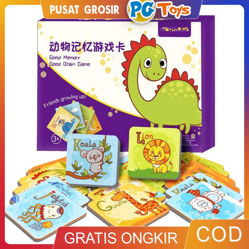 PGTOYS - PUZZLE CARD MEMORY BRAIN DINO GAME / MAINAN DAYA INGAT / MAINAN EDUKASI ANAK / MEMORY GAME