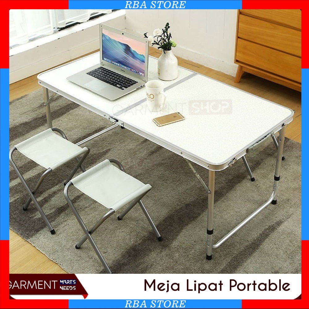SPESIAL DISKON MJLPT - Meja Lipat Indoor Outdoor Koper HPL Alumunium Model Kaki Bulat Camping Table Portable Anti Karat