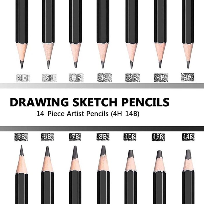 

Brutfuner 14pcs Art Drawing Graphite Pencils/pensil gambar 14B-4H