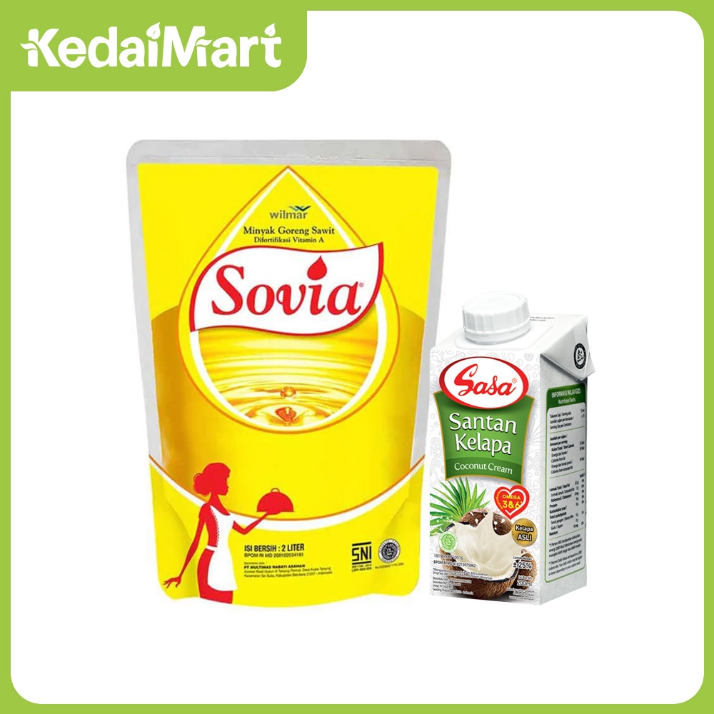 

KM Paket Minyak Goreng Sovia 2 L + Santan Kelapa Sasa 200 Ml
