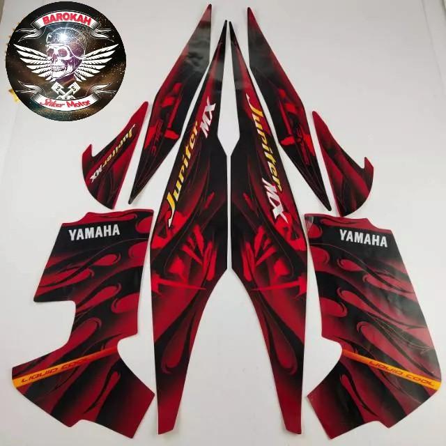 AJS Striping stiker polet list motor motor yamaha Jupiter MX 135 2008 lama old merah list body stand