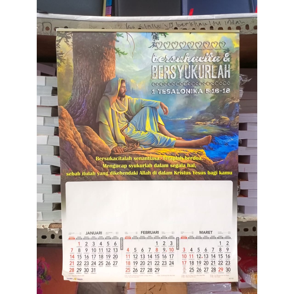 

kalender dinding 2025 triwulan AO isi 4 lembar rohani 123