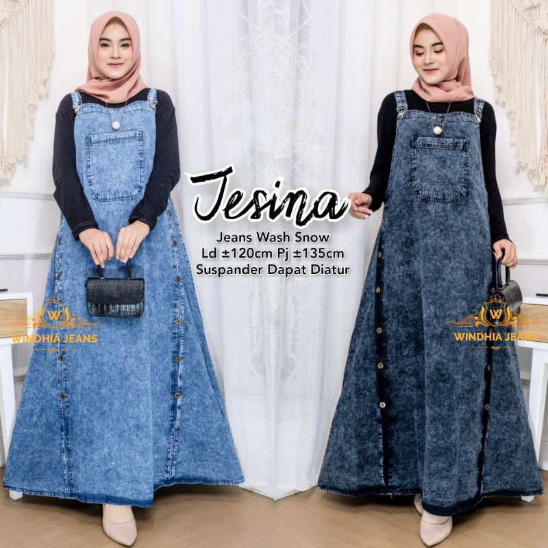 Jesina Overal Overall Rok Kodok Jeans Denim Jumbo Wanita