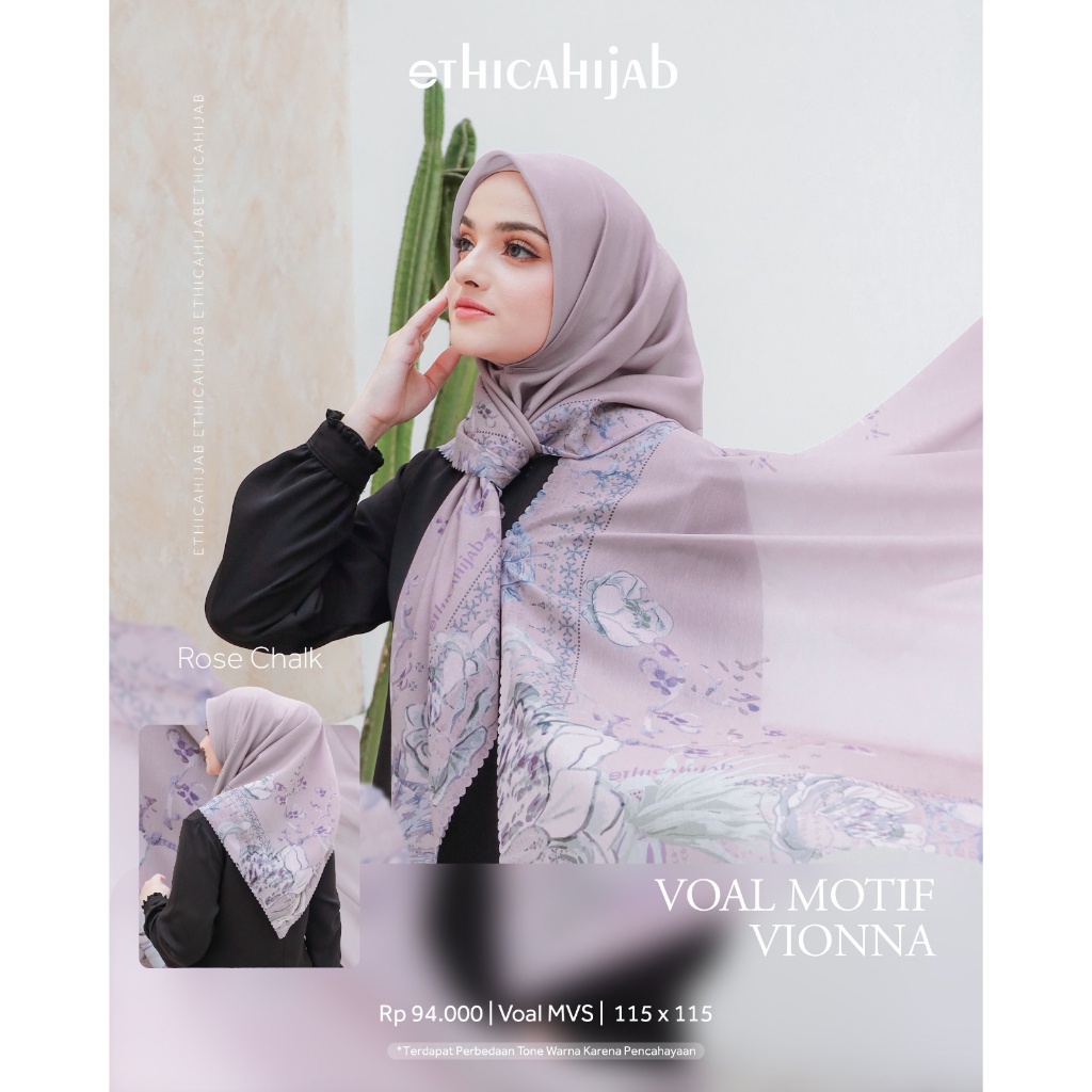 Ethica Hijab Segiempat Voal Motif Vionna