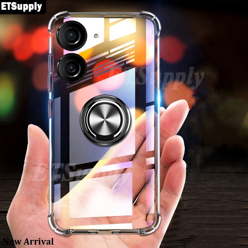 Phone Case Asus Zenfone 10 9 12 Ultra Back Cover Clear Softcase Casing HP Bracket Ring Airbag Protec