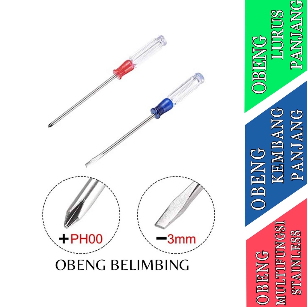 Obeng Stainless - Obeng Lurus Panjang - Obeng Kembang