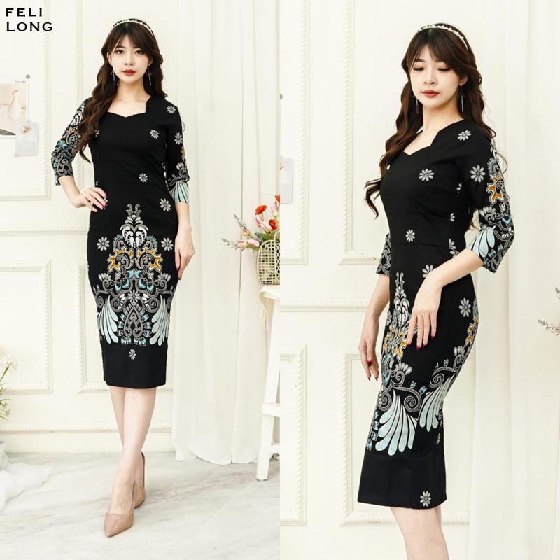 Feli Dress Wanita Batik Couple Modern Dress Batik Modern