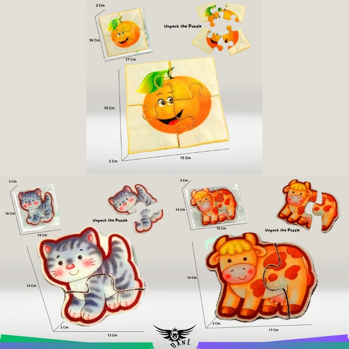 Puzzle Puzle Pazel Jeruk Buah Buahan Hewan Binatang Bahan Kain Flanel