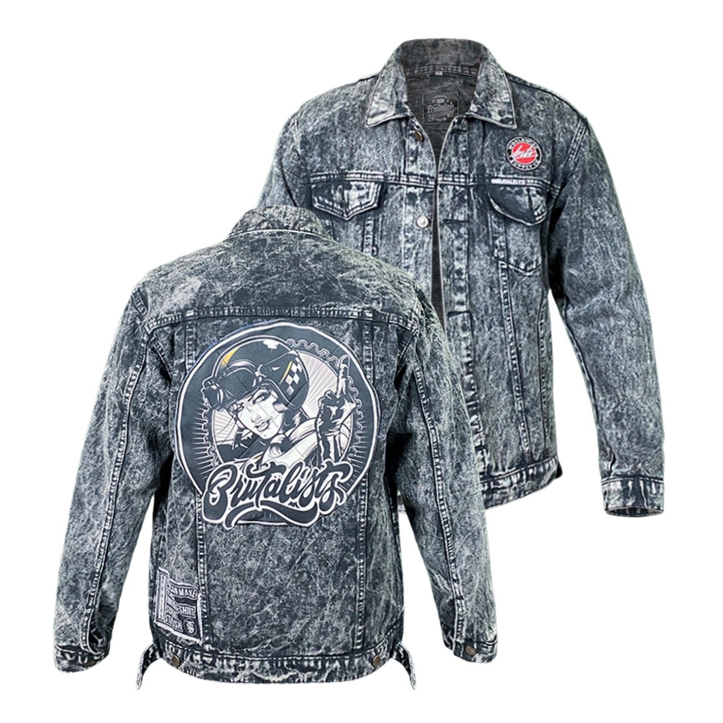 Jaket Jeans Pria Wanita Denim Jacket Full Printing Motif BLACKGIRL