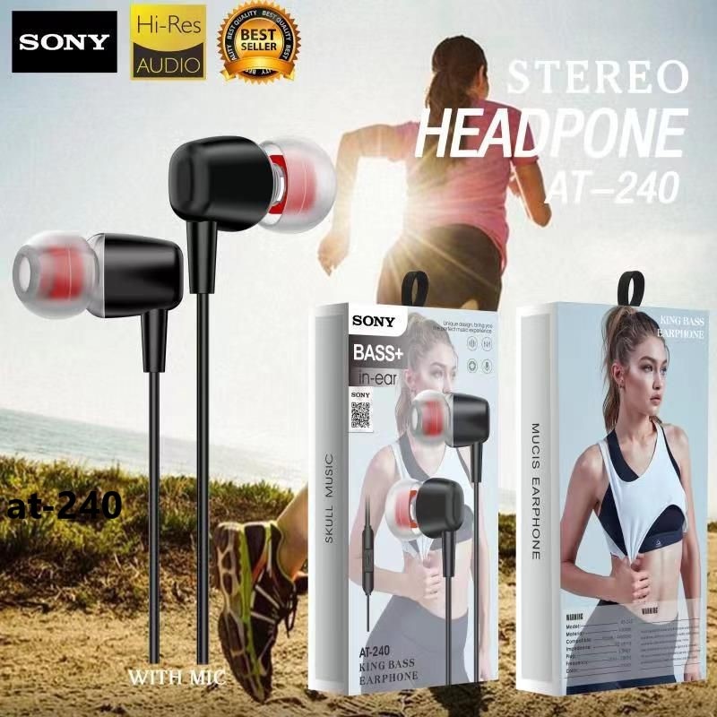 Handsfree AT-240 King Bass (Bergaransi) Earphone AT240 Bass Jernih Headset Stereo