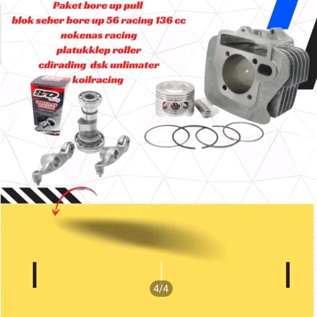 Blok seher Bore up supra fit new, Revo100, Legenda diameter 53mm +Noken as racing & pelatuk