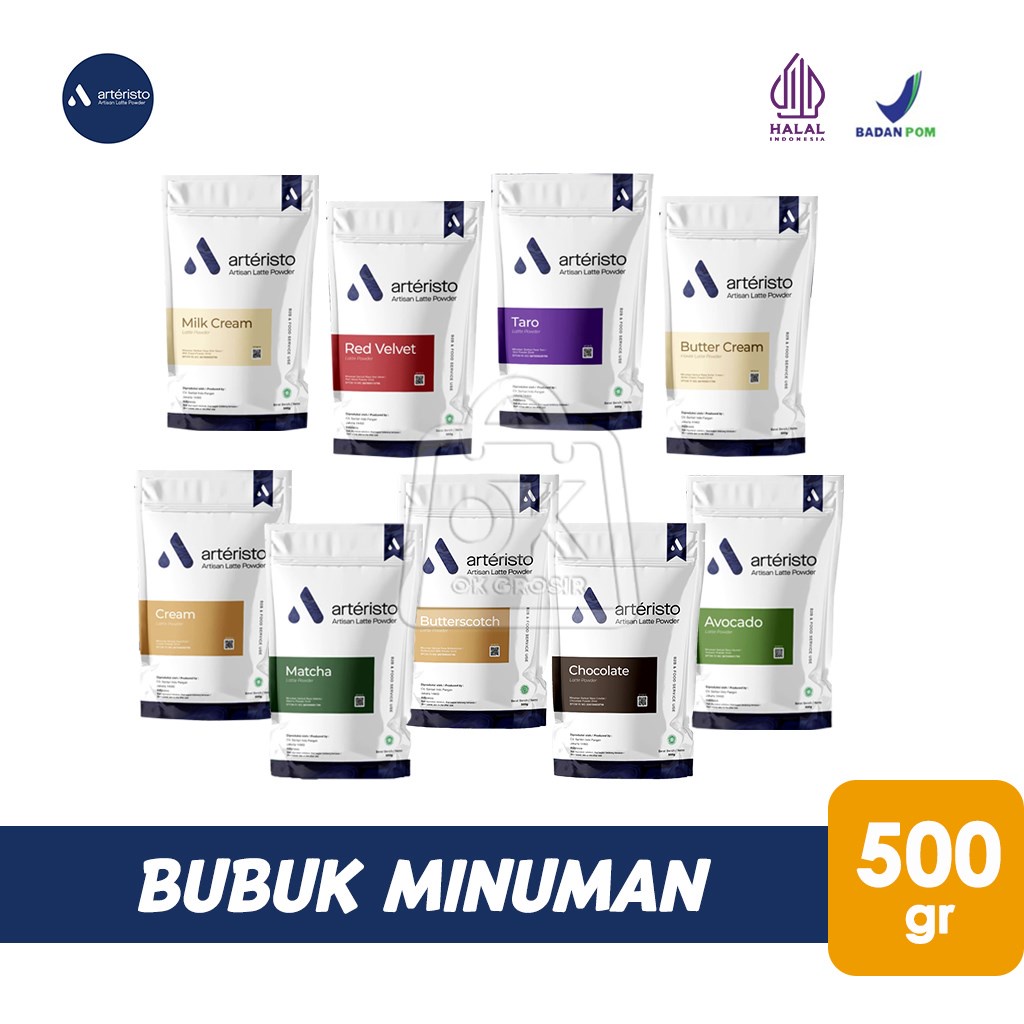 

Bubuk Minuman Rasa ARTERISTO No Sugar Plain Premium Powder Drink Tanpa Gula (500 gr)