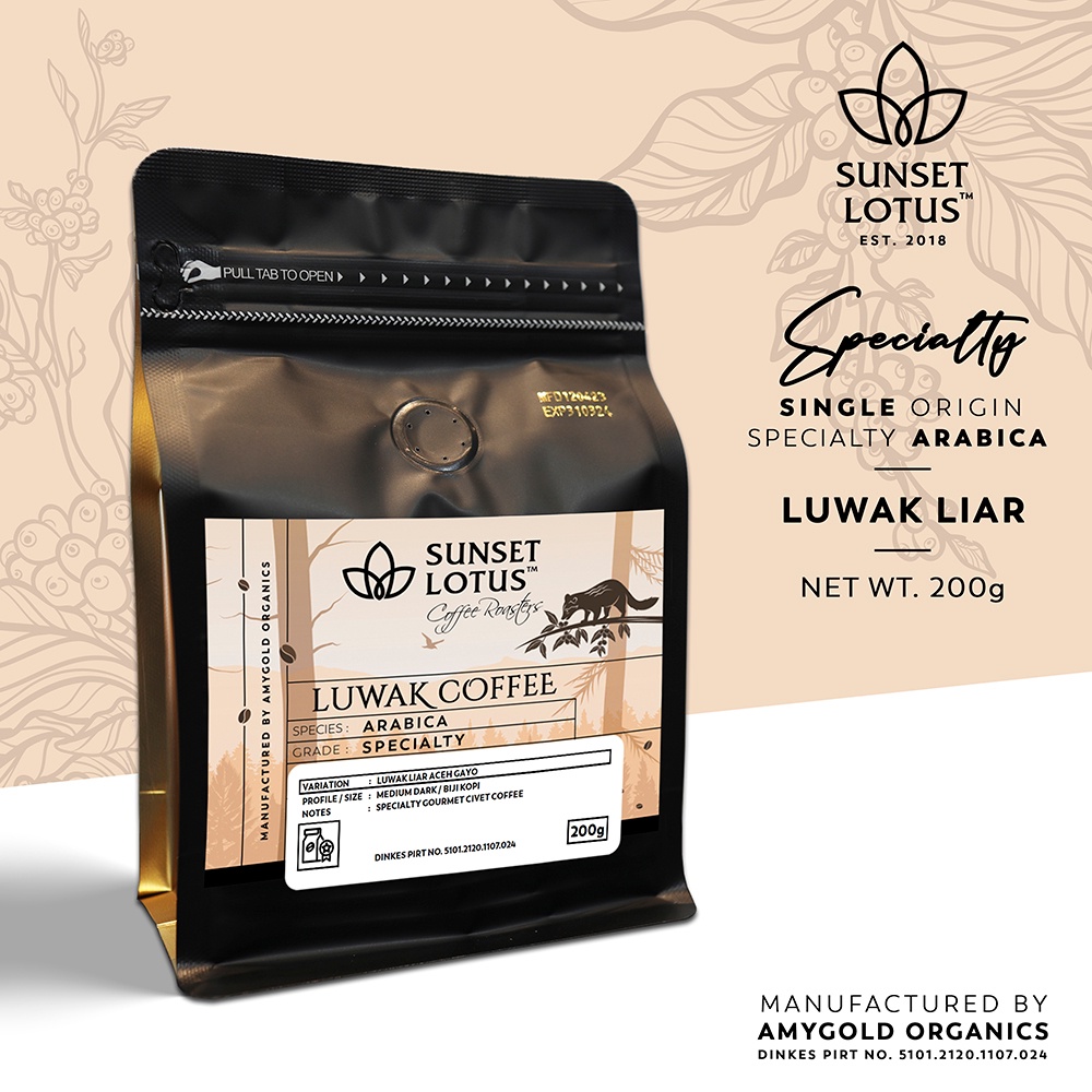 

Sunset Lotus Biji Kopi Arabika Luwak Liar 200g / Specialty Arabica Coffee