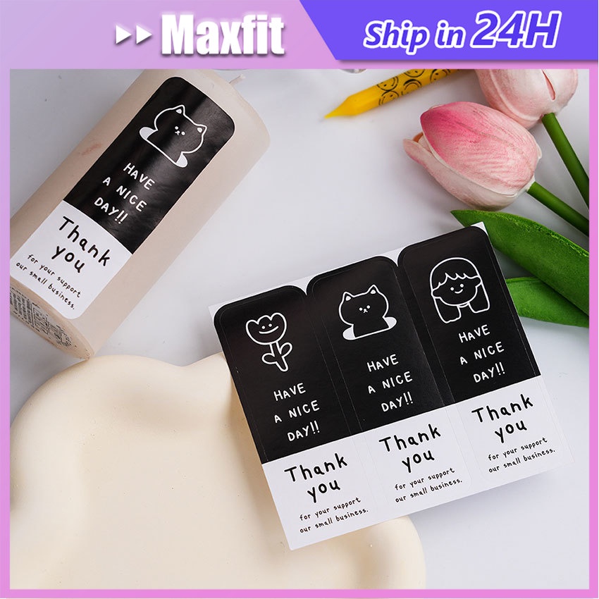 

30Pcs Stiker Label Segel Thank You Have A Nice Day Untuk Botol / Box Makanan Dll