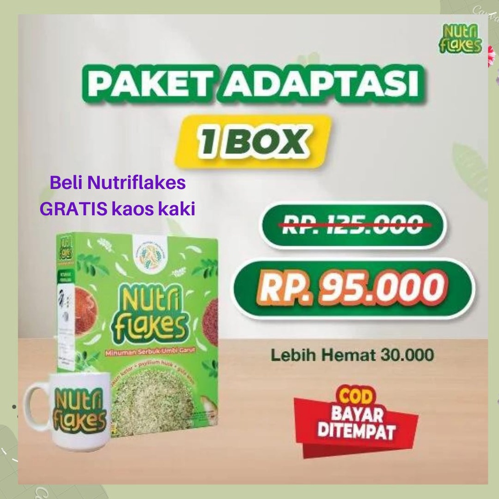 

100% ORIGINAL NUTRIFLAKES SEREAL UMBI GARUT 100% ORI PAKET 10 BOX
