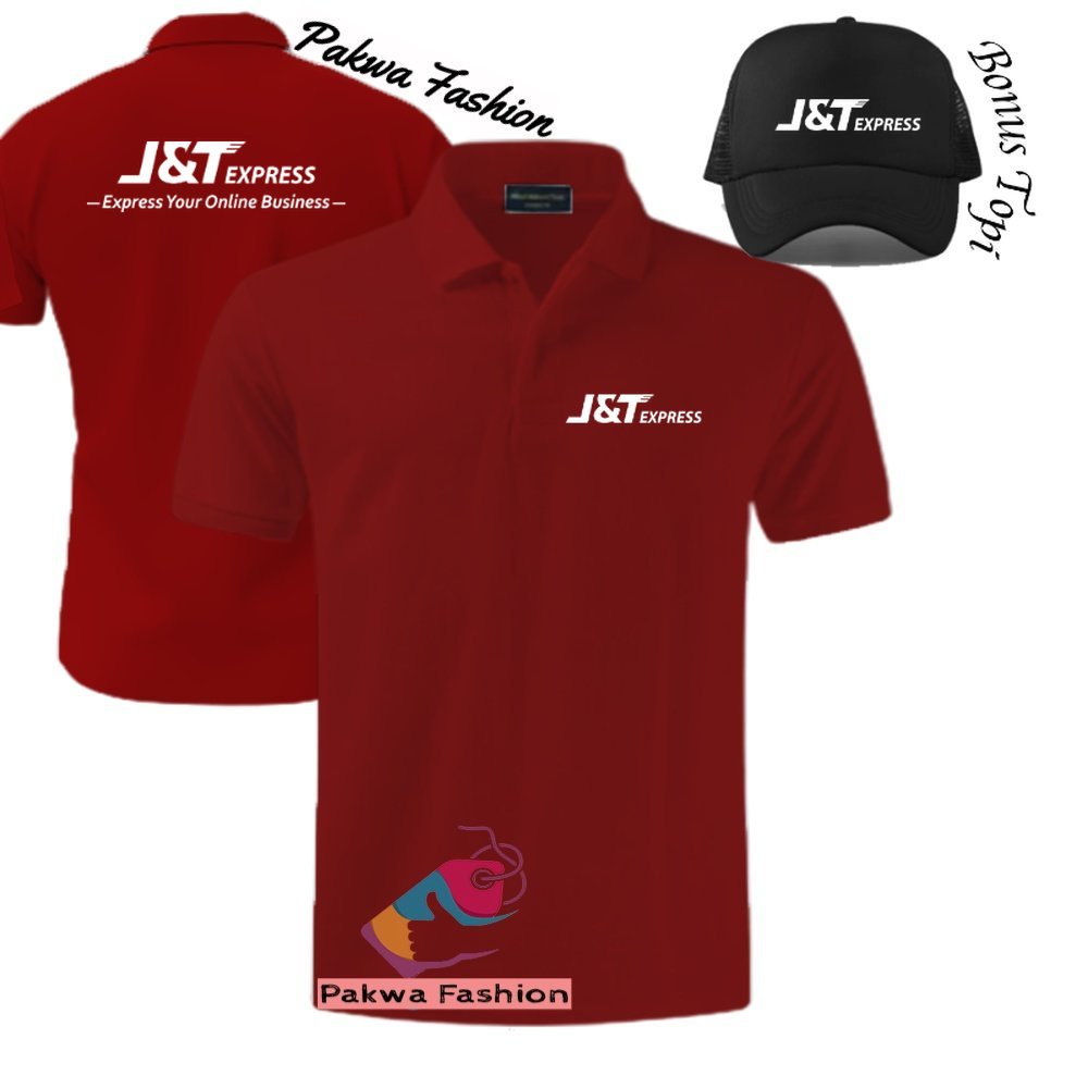 Bonus Topi kaos Poloshirt JNT-Express Premium Distro Baju Seragam Kantor Pria Wanita Terbaru Kekinia