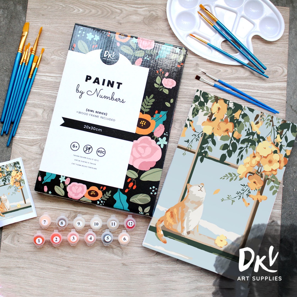 

COD Paint By Number 20x30cm Girl Series DIY Painting Kit Mewarnai Lukisan with Wooden Frame Numbers