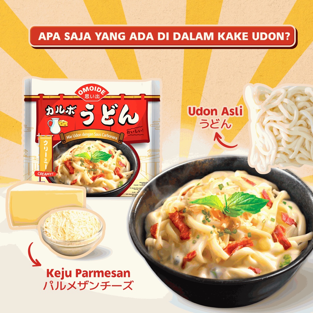 Omoide Carbonara Udon 260 gr  / Udon / Udon Carbonara / Mie Udon / Makanan Jepang Halal Instan / Mie Udon Halal-2