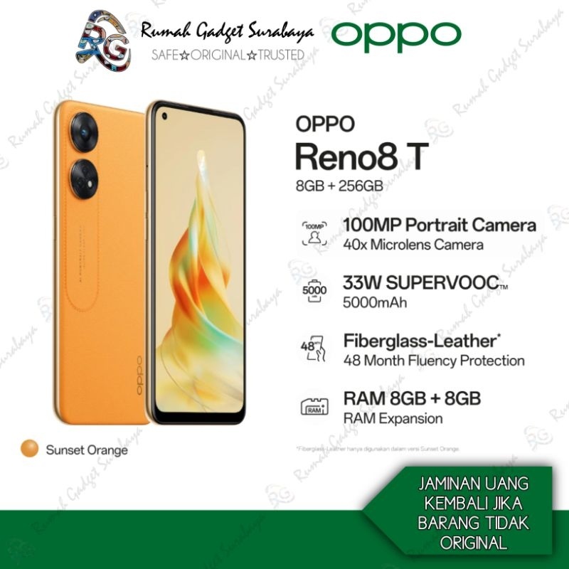 Oppo Reno 8T 4G 8GB/256GB Original Bergaransi Resmi Oppo Indonesia