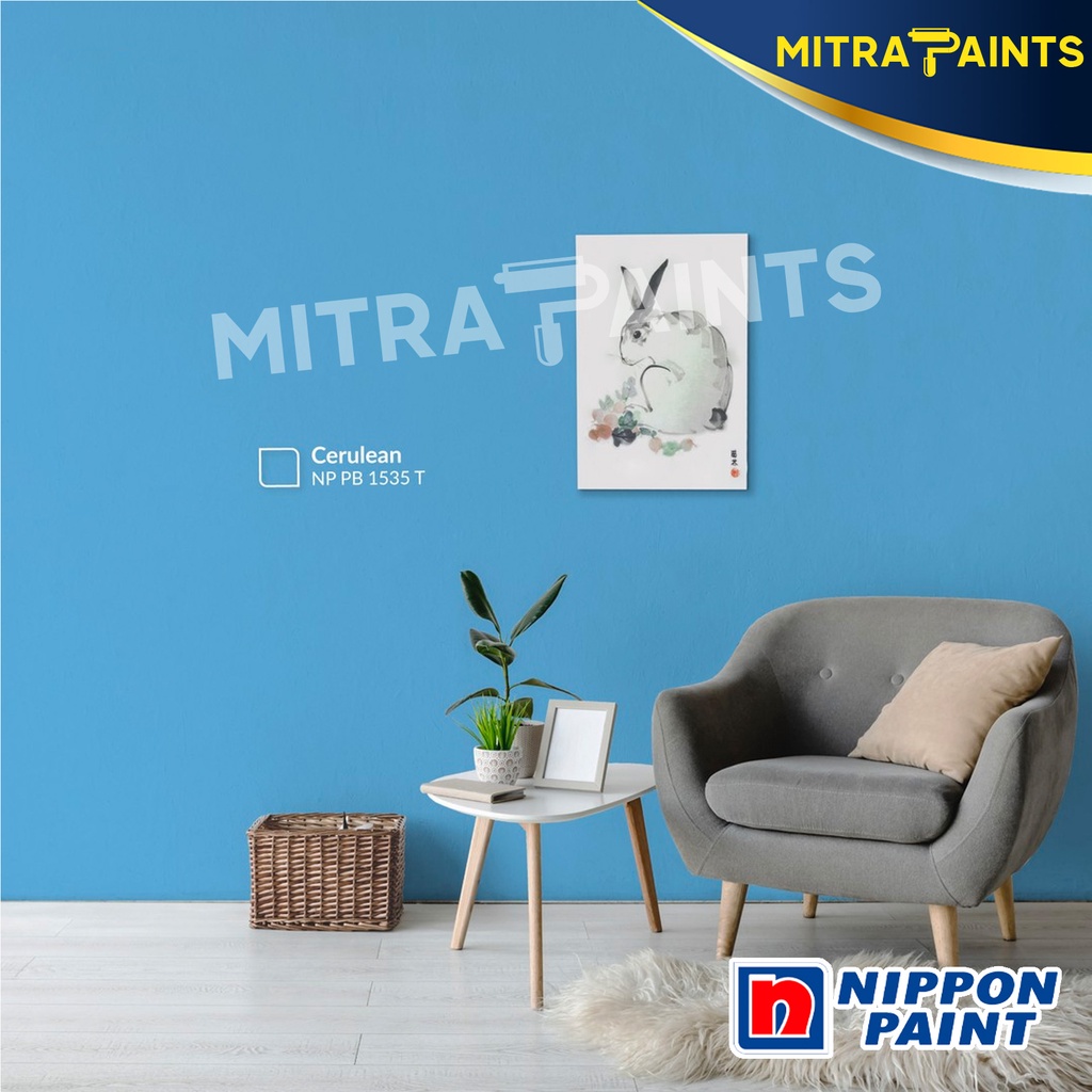 CAT TEMBOK NIPPON PAINT CERULEAN NP PB 1535 T EKSTERIOR INTERIOR / VINILEX ELASTEX SPOTLESS / BIRU