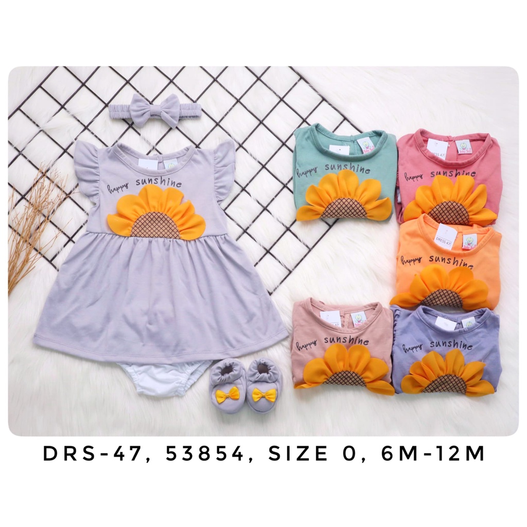 Baju Bayi Perempuan 6-12 Bulan / BABY BLOSSOM #7 / One Set Bando Sepatu