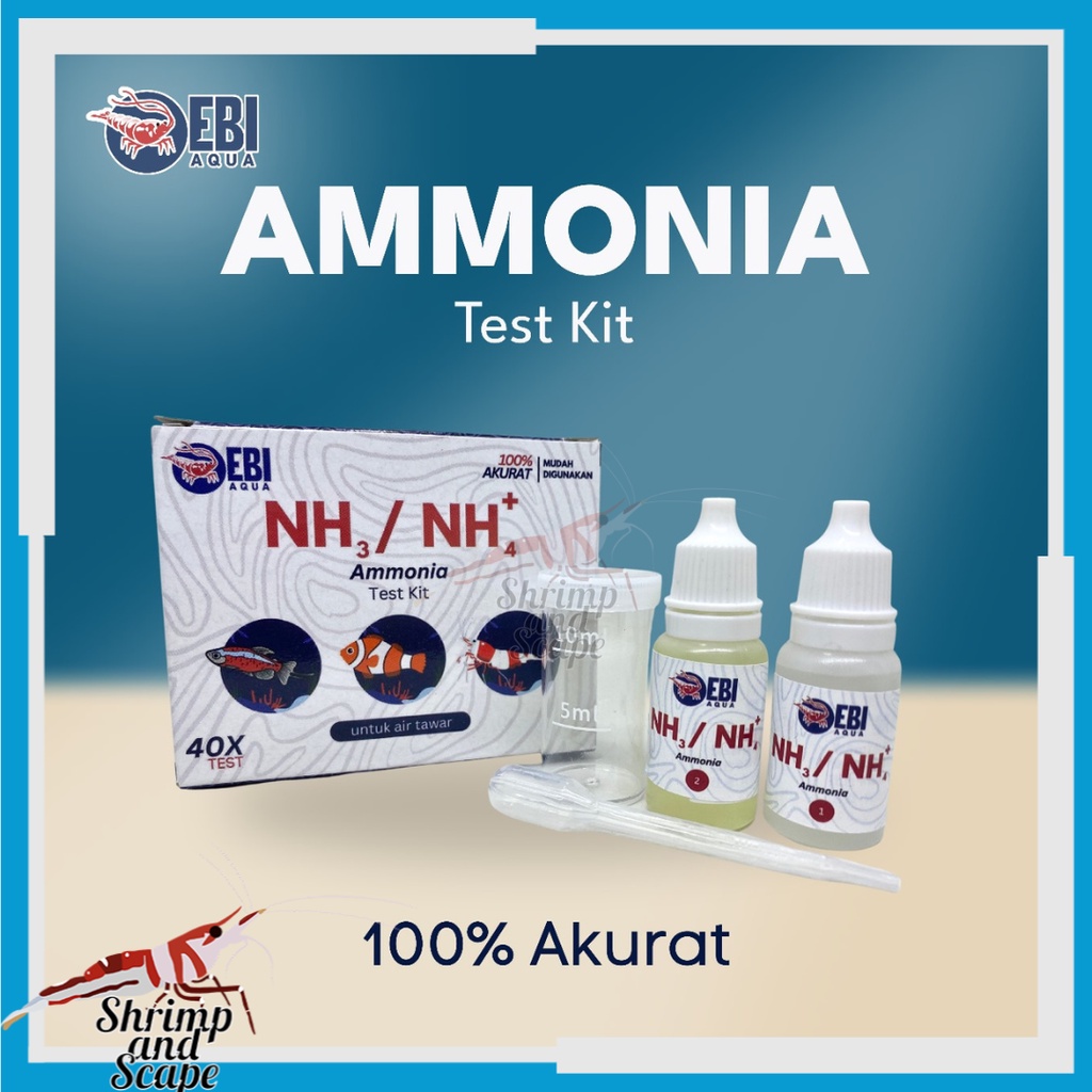 EBI NH3 NH4 Ammonia Water Test Kit Alat Tes Air Aquascape Amonia Air Tawar