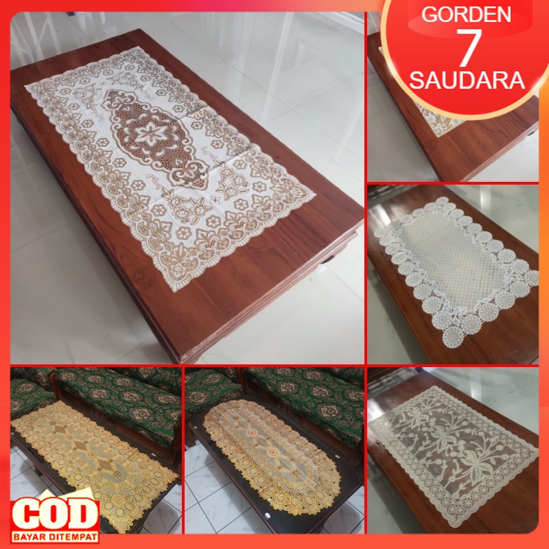 Taplak Meja Tamu Vinyl Karet 100x50cm / 100x60cm / 125x60cm / 120x50 Spon Kotak Oval Besar Motif Min