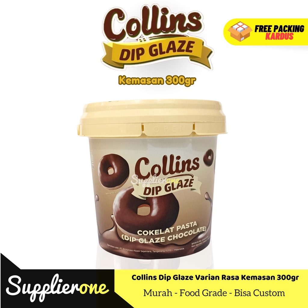 

Collins Dip Glaze Cokelat 300g / Dip Glaze / Dip Glaze Collins / Toping Donat / Toping Es kulkul /Toping Roti bakar / Toping Kue