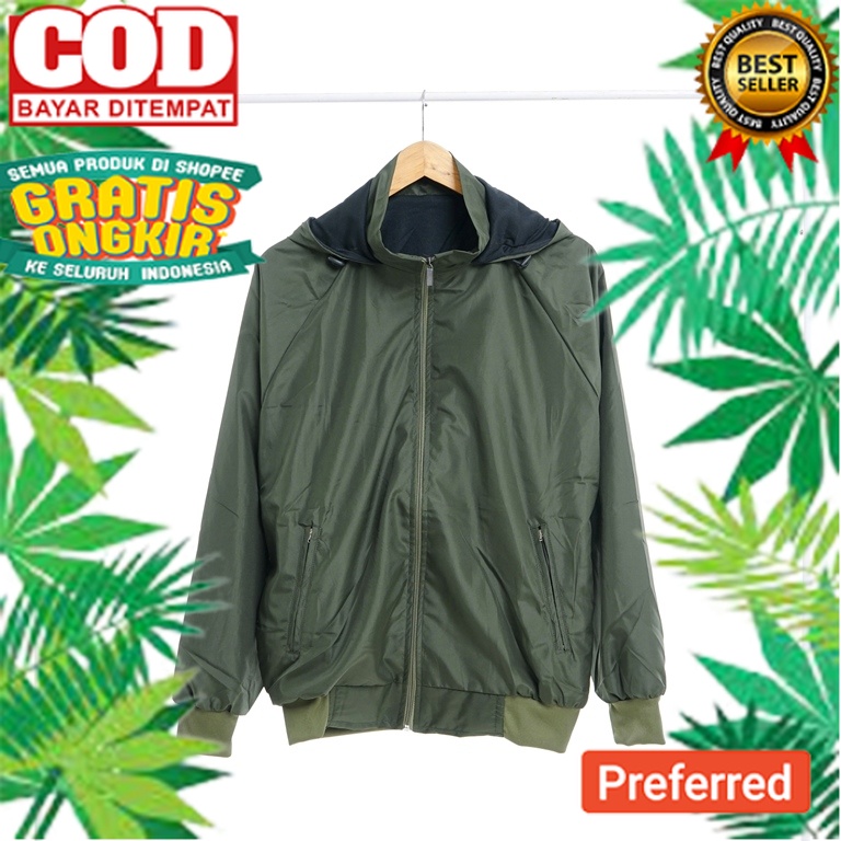 Jaket Parasut Polos Hijau Army// ANAK DEWASA REMAJA JAKET EKREN JAKET MURAH JAKET PARKA JAKET PARASU