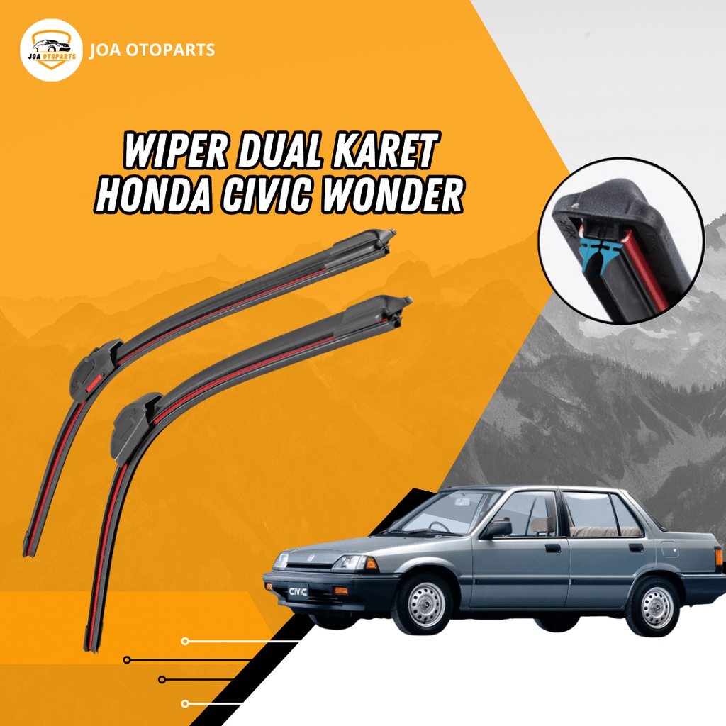 Wiper Mobil Dual Karet - Honda Civic Wonder - Wiper Frameless Dual Karet / Dual Blade - JOA Otoparts