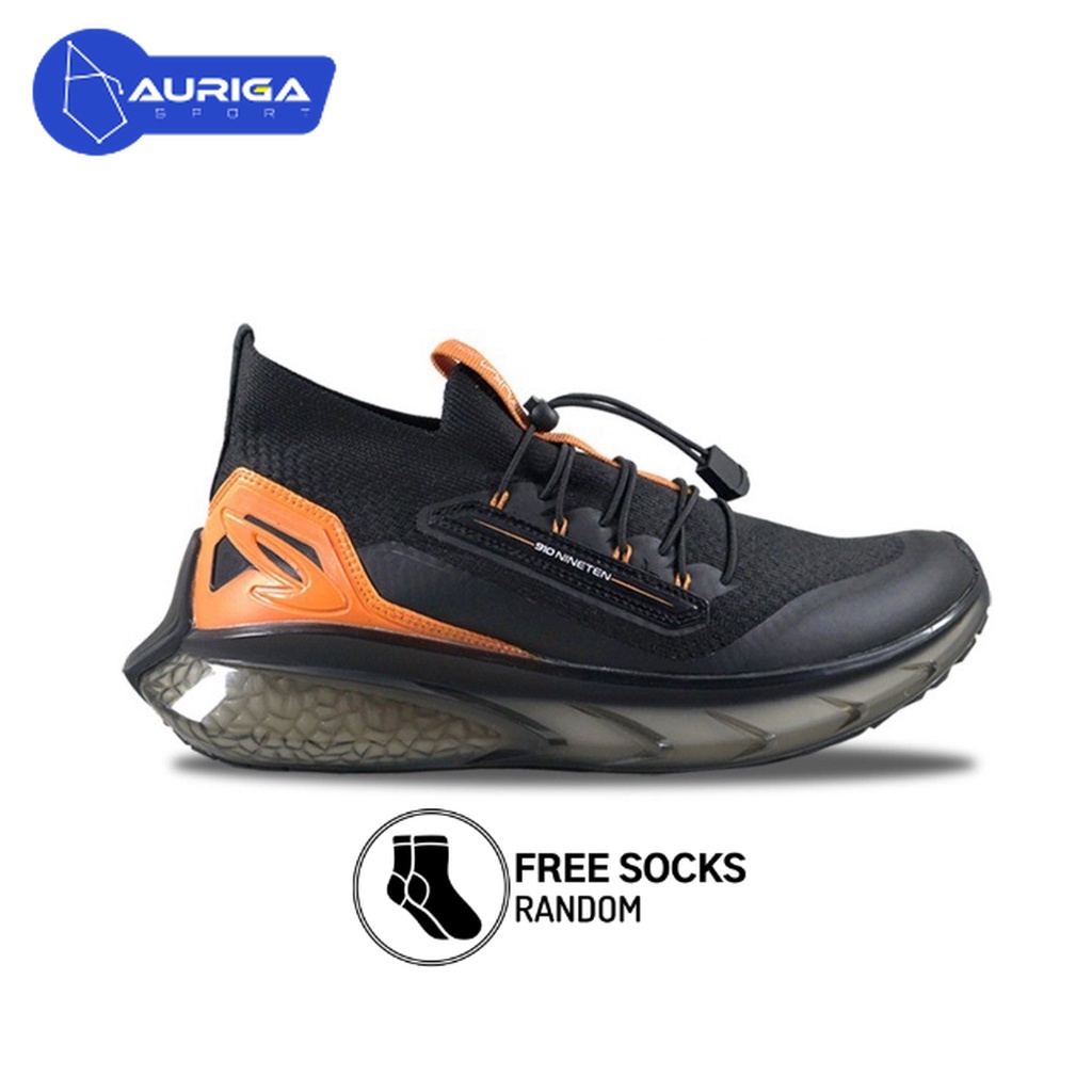 Sepatu Running 910 YUKA ACE - Hitam/Abu/Jingga